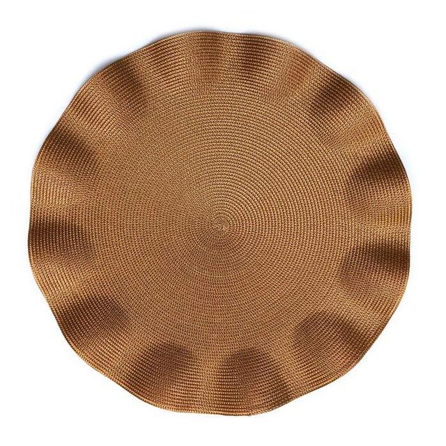 Deborah Rhodes Placemat Linen Braid Ruffle Gold