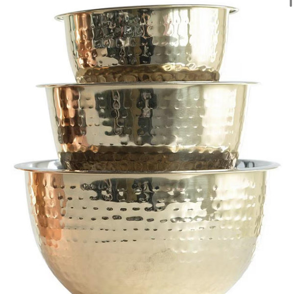 Creative Co Op Transitional Hammered Stainless Steel Bowls, Set of 3 | Dillard's