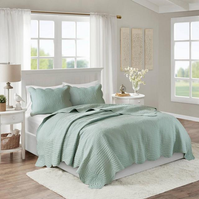 Genoa Full/Queen 3pc Scalloped Edge Coverlet Set Seafoam