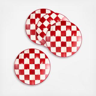 Cherry Check Stoneware Appetizer Plate, Set of 4