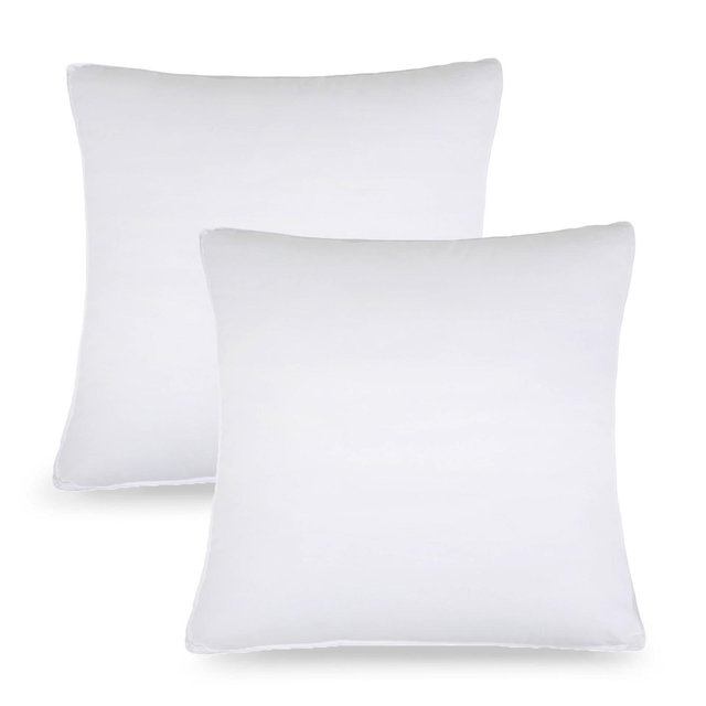 Down Alternative Brushed Microfiber Hypoallergenic Square Solid Medium Weight Euro Bed Pillows, 26" x 26", Set of 2 by Blue Nile Mills
