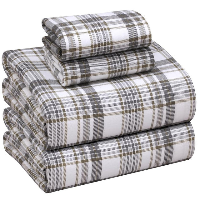 RUVANTI Flannel Sheets King Size - 100% Cotton Brushed King Size Sheets Set - Deep Pockets 16 Inches Bed Sheets - All Seasons Breathable & Extra Soft - Warm & Cozy, 4 Piece, Modest