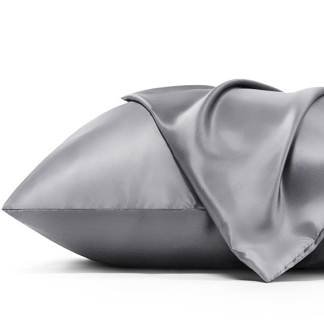 Bedsure Satin Pillowcase for Hair and Skin - Dary Grey Zipper Pillow Cases King Size Set of 2, Similar to Silk Pillow Cases, Silky & Soft Satin Pillow Case Covers, Gifts for Her or Him, 20x36 Inches