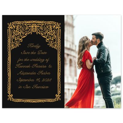 Goldenrod, Black Wedding Digital Save the Date - Pienza Landscape