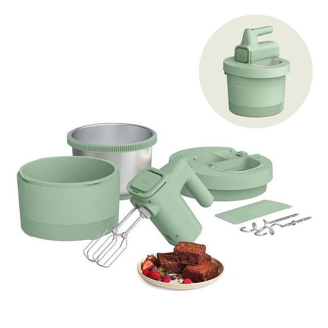 bella 3.5 qt Hand Blender & Stand Mixer, 2 in 1 Electric Mixer with Bowl, Dough Hook, Whisk & Egg Beater, Multifunctional Handheld Blender & Mixer for Baking, 200 Watt, Seaglass