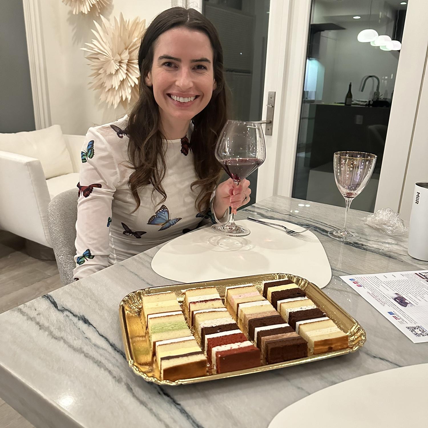 Sampling our wedding cake options!