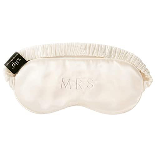 Slip Silk Sleep Mask, Bridal Collection, White (One Size) - 100% Pure Mulberry 22 Momme Silk Eye Mask - Comfortable Sleeping Mask with Elastic Band + Pure Silk Filler and Internal Liner