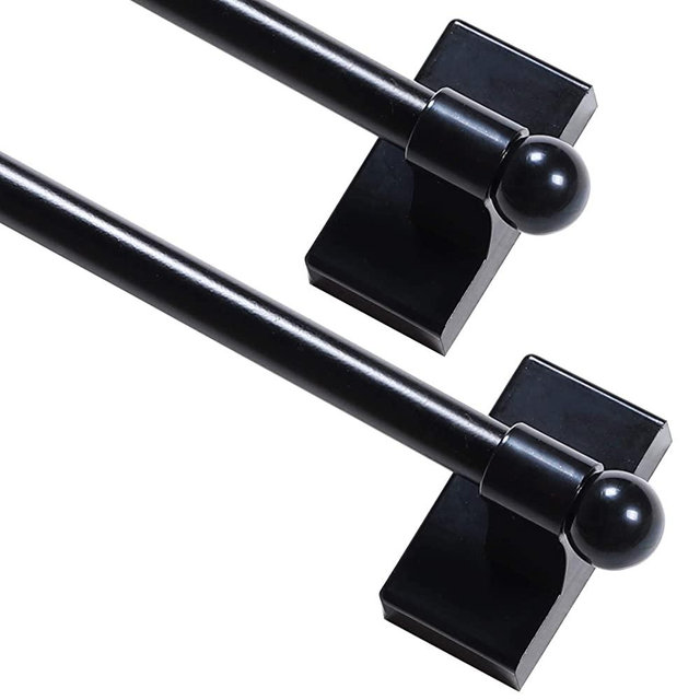 Turquoize 5/8" Multi-Use Versatile Adjustable Appliance Magnetic Rod Extends from 16 inch to 28 inch Magnetic Cafe Curtain Rod, Black, 2 Pack