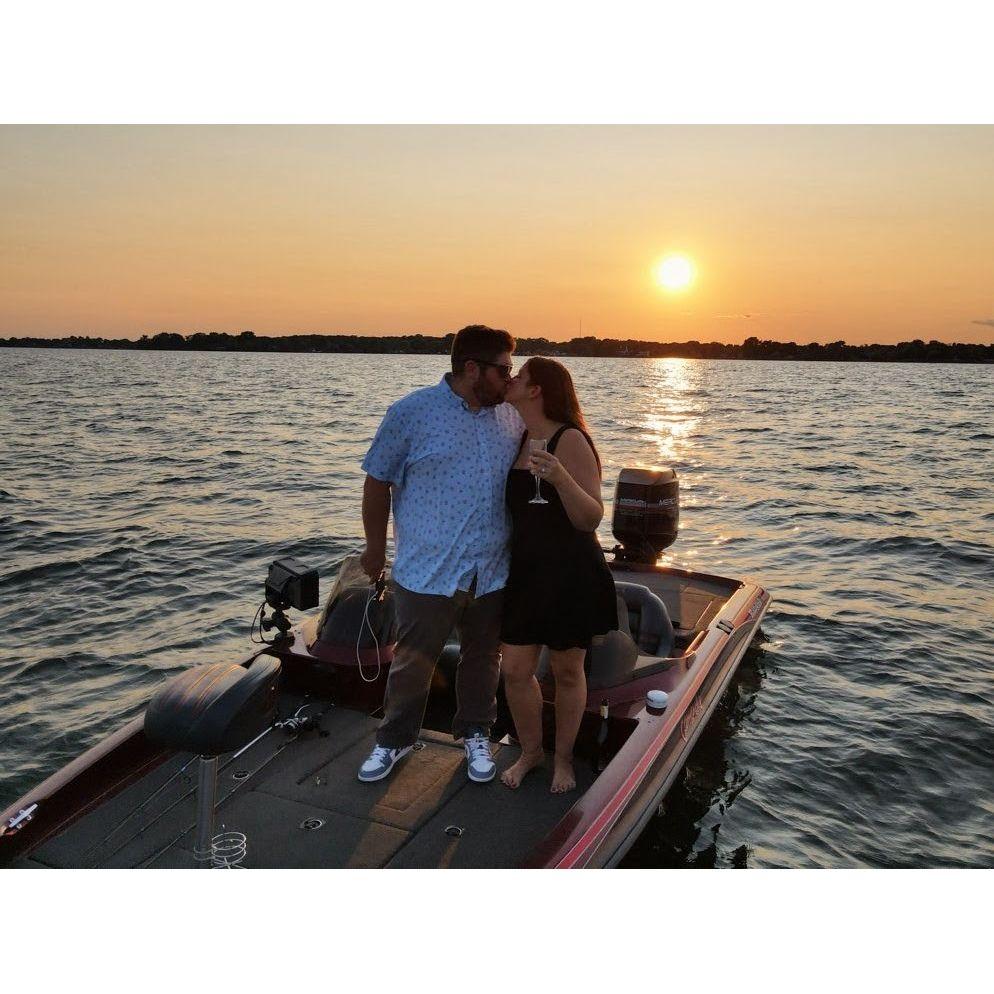 celebrating after our engagement, on our favorite lake...Lake Saint Clair