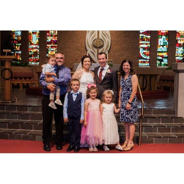With Joel's oldest sister and family: Kristen, Andy, Nathan, Emma, Lily, Caleb