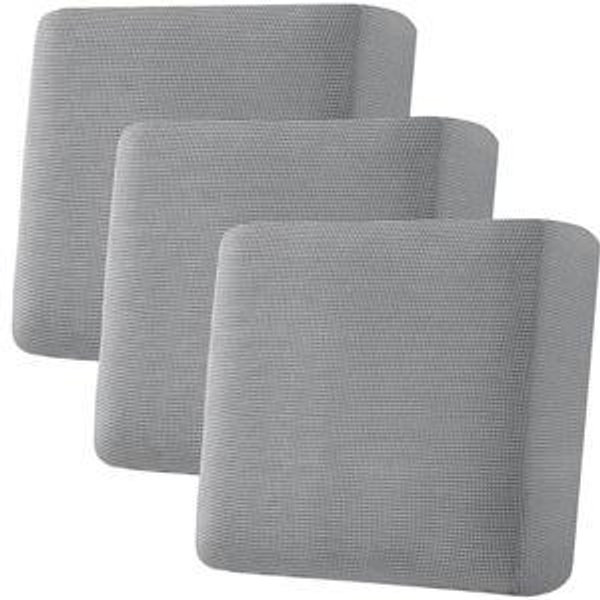 Super Stretch Individual Seat Cushion Covers - Sofa & Couch Cushion Slipcover Sets - Thick Jacquard Textured Twill Fabric, Dove, XL