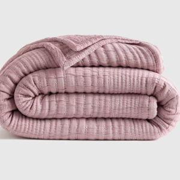 Organic Cotton Channel Stitch Coverlet - Mulberry, King/Cal King