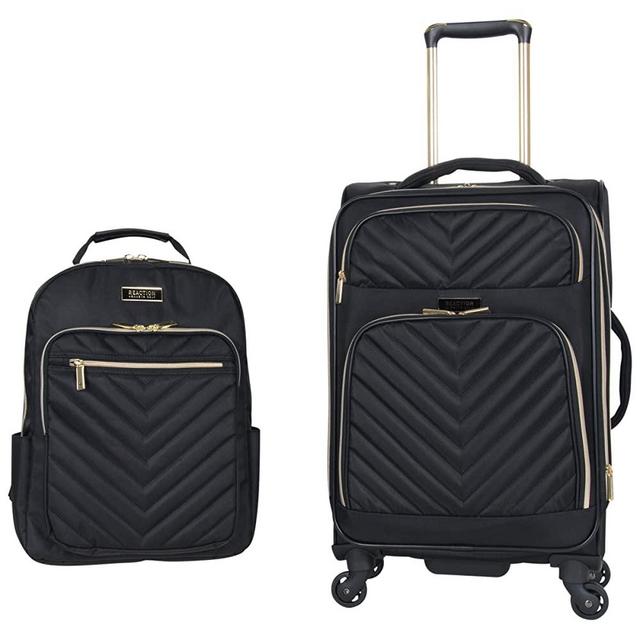 Kenneth Cole Reaction Women's Chelsea 2-Piece 20" Expandable 4-Wheel Carry-On Suitcase & Matching 15" Laptop Backpack, Black