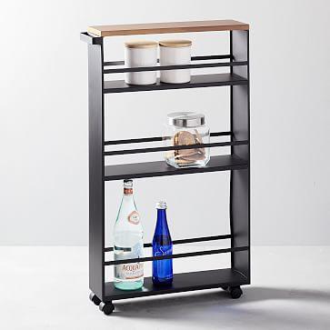 Yamazaki Rolling Storage Cart w/ Handle - Black