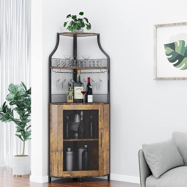 Amyove Wine Cabinet, Retro Brown