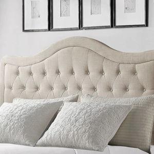Upholstery Adjustable Headboard with Fine Linen and Button Tufting for Bedroom - Beige, King