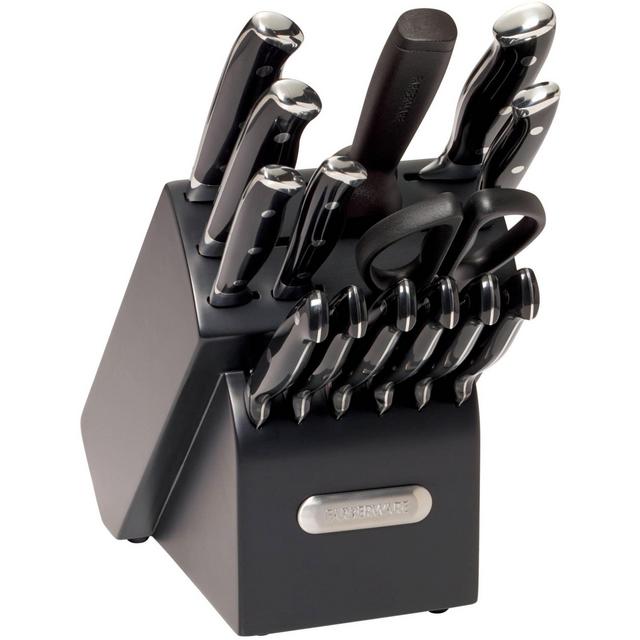 Farberware 15-piece Black Forged Triple Riveted Stainless Steel Knife Set