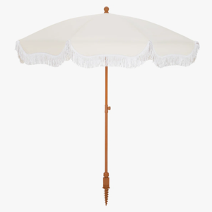 Sharniece 7ft Patio Umbrella with Fringe Outdoor Tassel Umbrella - Cream