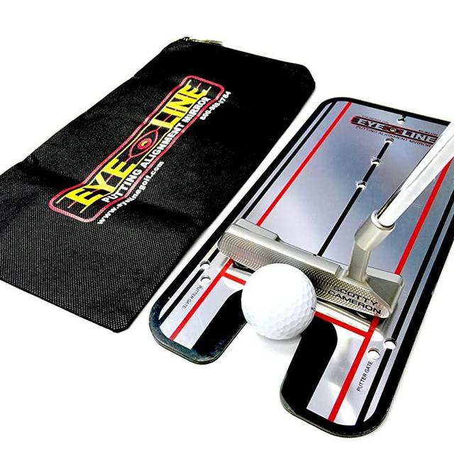EyeLine Golf Putting Alignment Mirror, Portable Swing Training Aids, Practice Putting Trainer with Hole Cup Set, Mirror Size 12 x 6 Inches