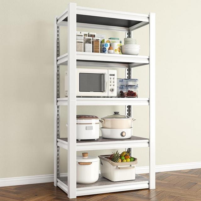 REIBII Garage Shelving 5 Tier White Storage Shelves Heavy Duty Shelving Loads 3000LBS Adjustable Metal Shelving Unit Pantry Shelves Multipurpose Utility Shelves Kitchen Shelves 60''HX24.5''WX16.5''D