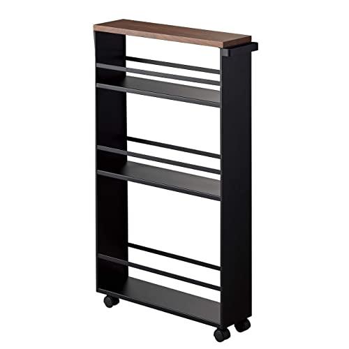 YAMAZAKI home Tower Rolling Slim Storage Cart With Handle Black