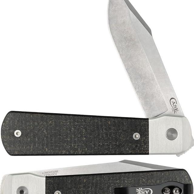 Case XX WR Pocket Knife, LONGHOUSE™ - SMOOTH BLACK BURLAP MICARTA® ItemNumber 50910 - (LONGHOUSE CPM20CV) Length Closed: 4 Inches