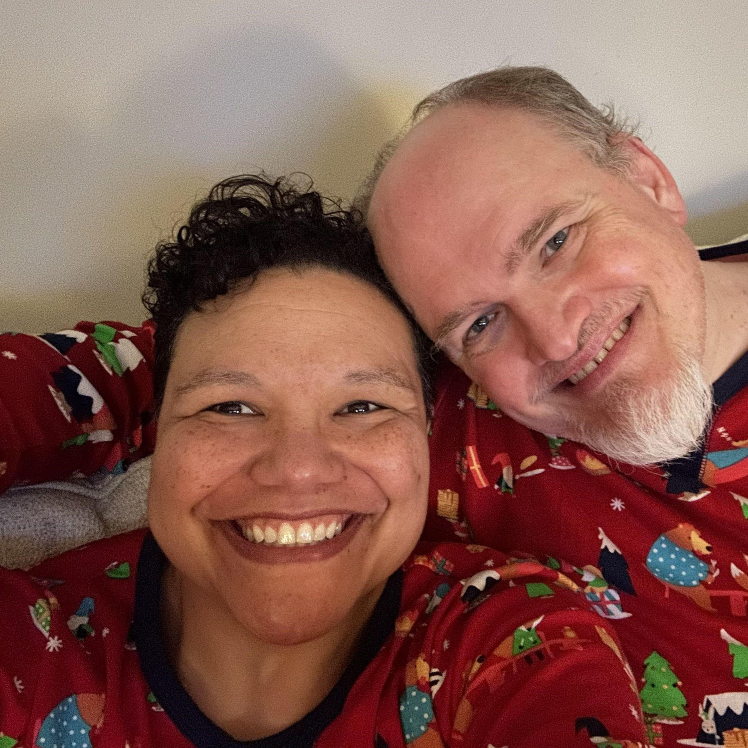 Our 1st Christmas together...Tully did not blink at wearing matching gnome pjs!