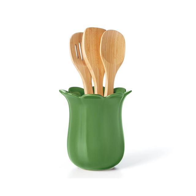 kate spade new york Garden Floral Utensil Crock with Wood Utensils Set