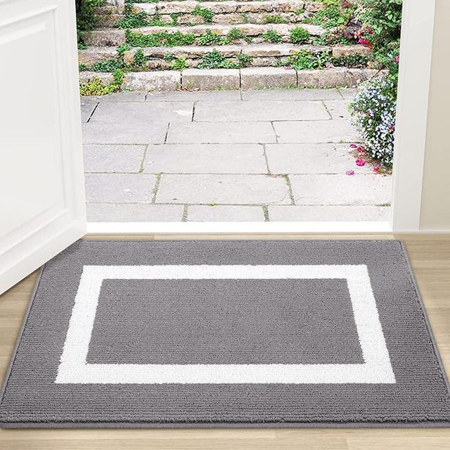 OLANLY Indoor Door Mat, 30x17, Non-Slip Absorbent Resist Dirt Entrance Mat, Washable Low-Profile Inside Entry Doormats for Entryway, Grey