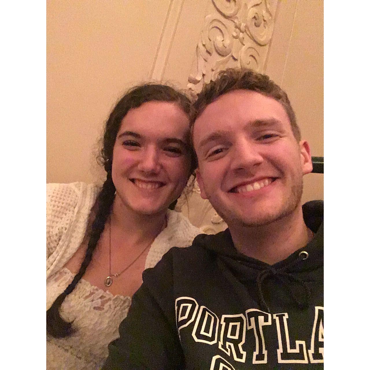 One of our very first dates. We went to see Harry Potter played with a live orchestra. Little did we know that reading Harry Potter together would play such an important part in our relationship!