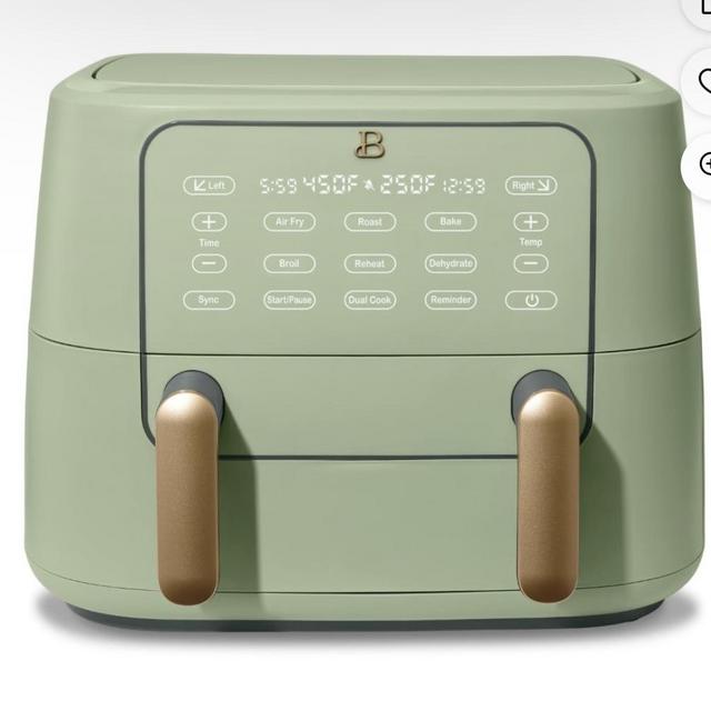 Beautiful 9 QT TriZone Air Fryer, Sage Green by Drew Barrymore