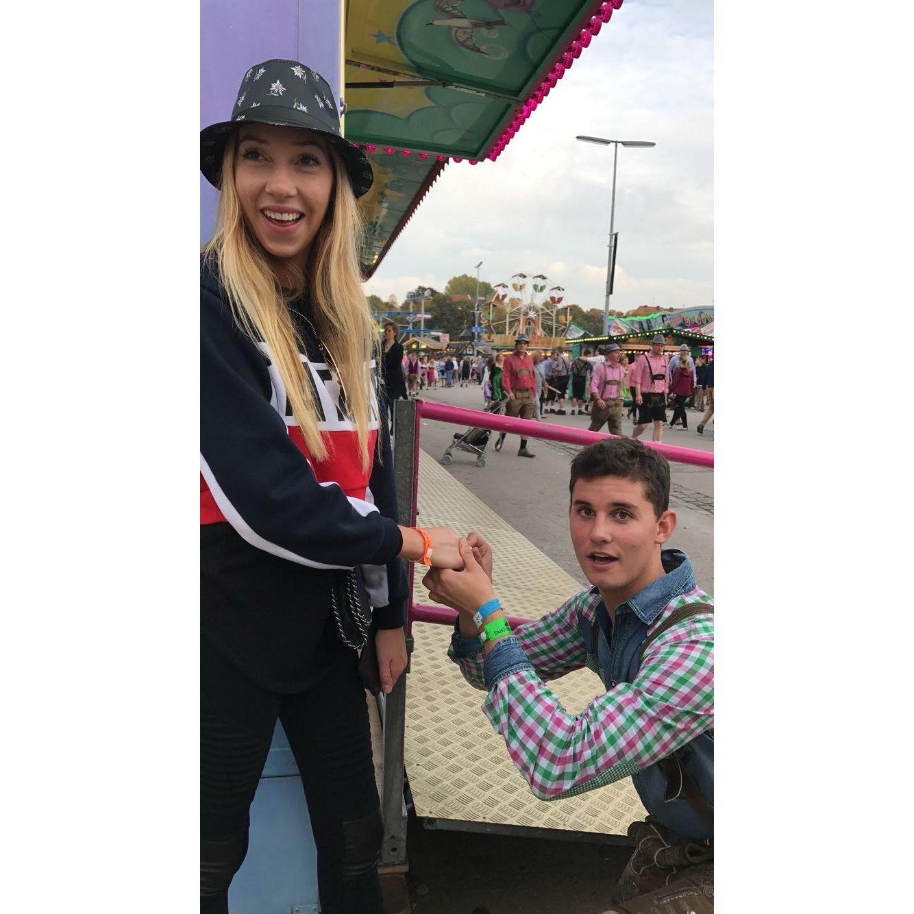 Greg "proposing" at Oktoberfest in Germany!