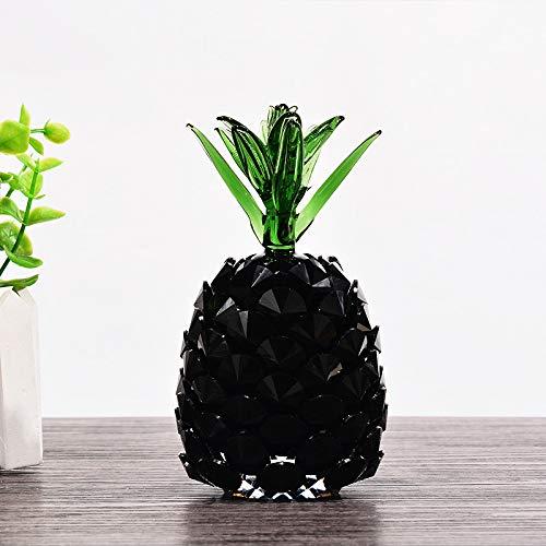 YUANHEN Glass Pineapple Figurine Black Crystal Pineapple Paperweight Tabletop - Home Decor for Living Bed Room Decoration Party Supplies Birthday Gift 40#
