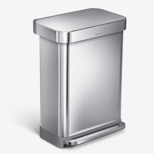 Liner Rim Rectangular Step Can, Brushed, 55L