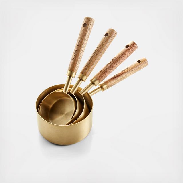 Acacia Wood & Gold Measuring Cup Set