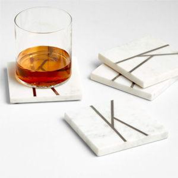 Marble "K" Monogram Coasters, Set of 4 + Reviews | Crate & Barrel