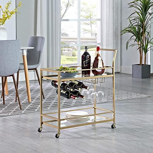 FirsTime & Co. Gold Francesca Bar Cart, American Designed, Gold, 30 x 13 x 32.5 inches