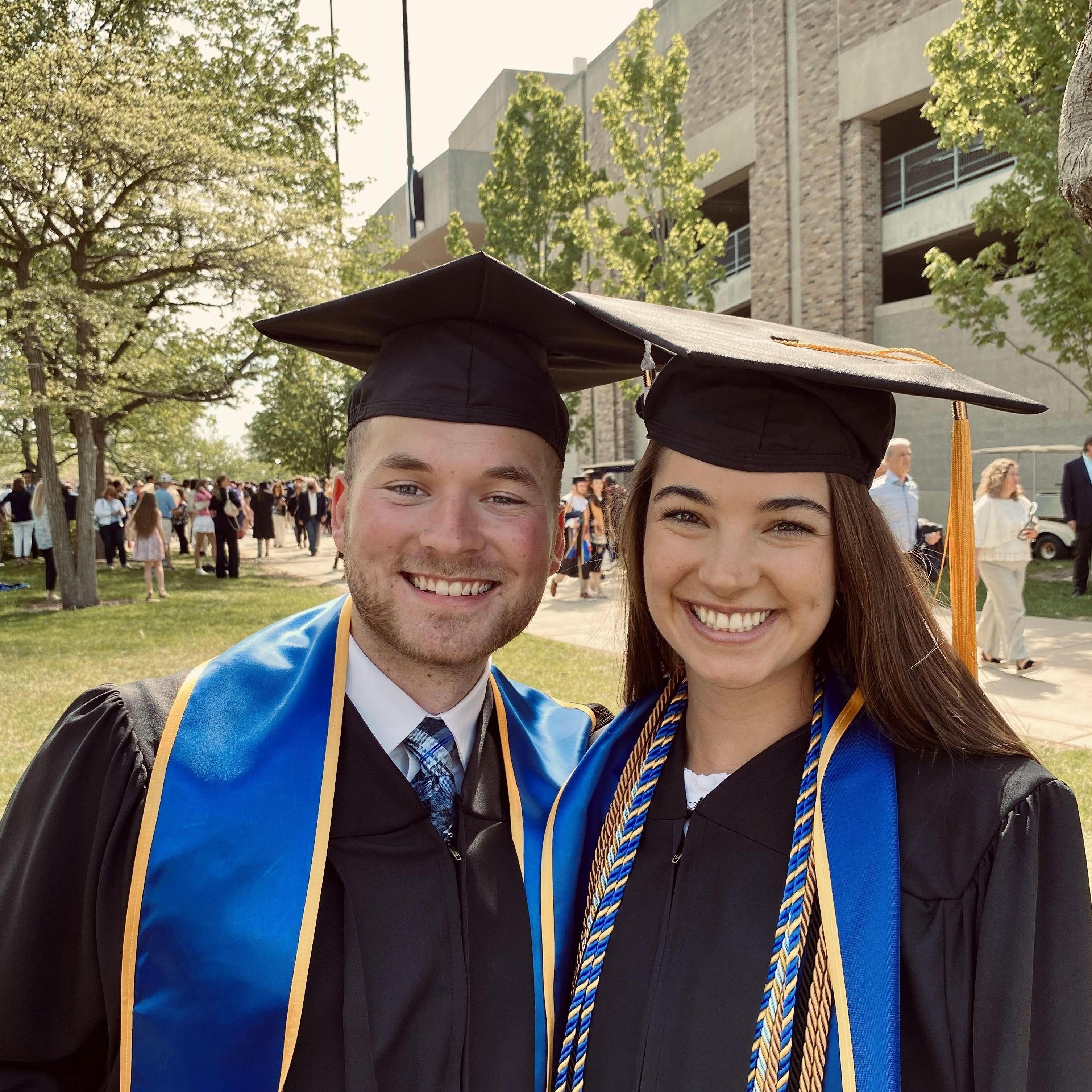 We both graduated from the University of Notre Dame in the spring of 2022. Go Irish!