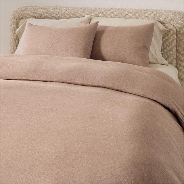 European Flax Linen Duvet, Full/Queen, Sandstone Melange