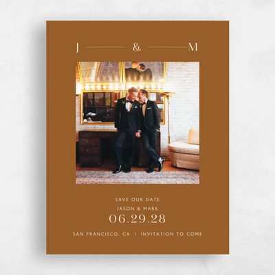 Dark Ochre, Orange Wedding Save the Date - Corinth Photo