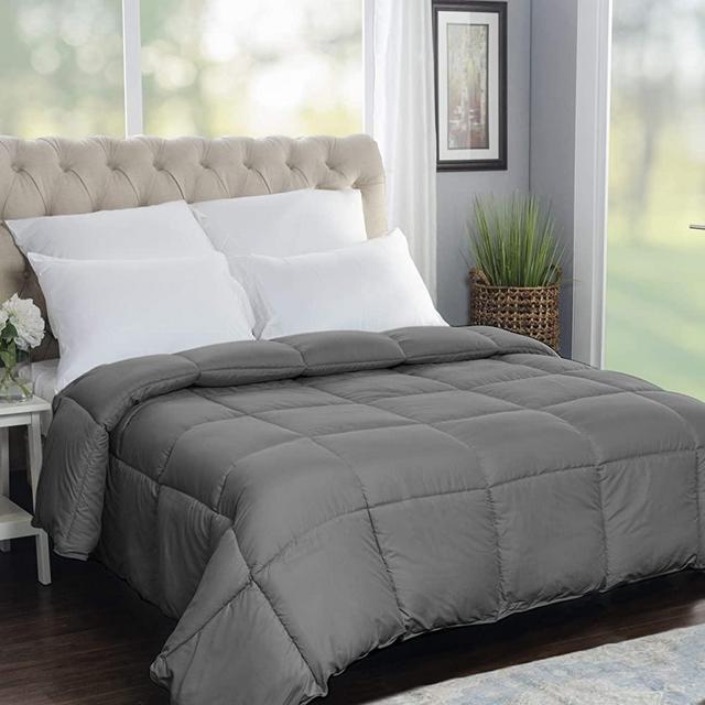 SUPERIOR Oversized All-Season Reversible Down Alternative Comforter, King, Silver