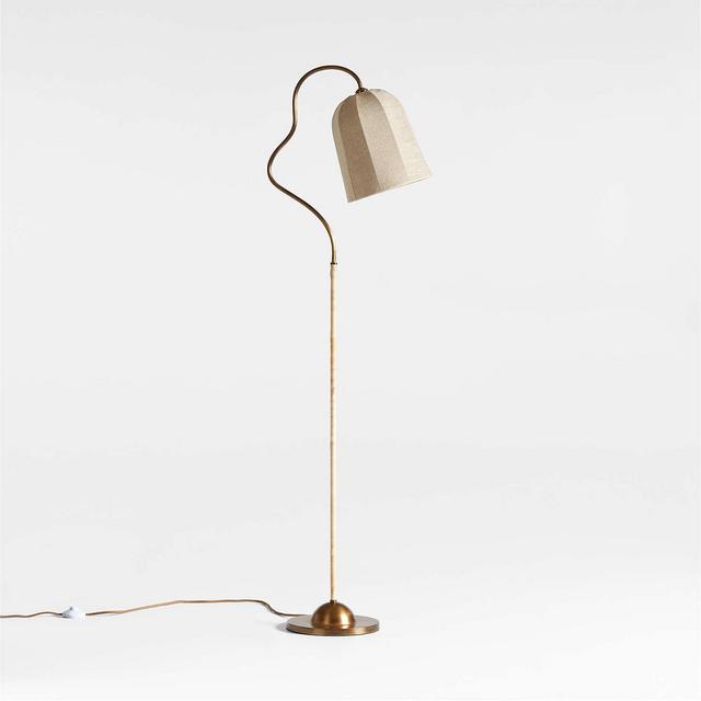 Allegra Rattan and Linen Task Floor Lamp by Jake Arnold