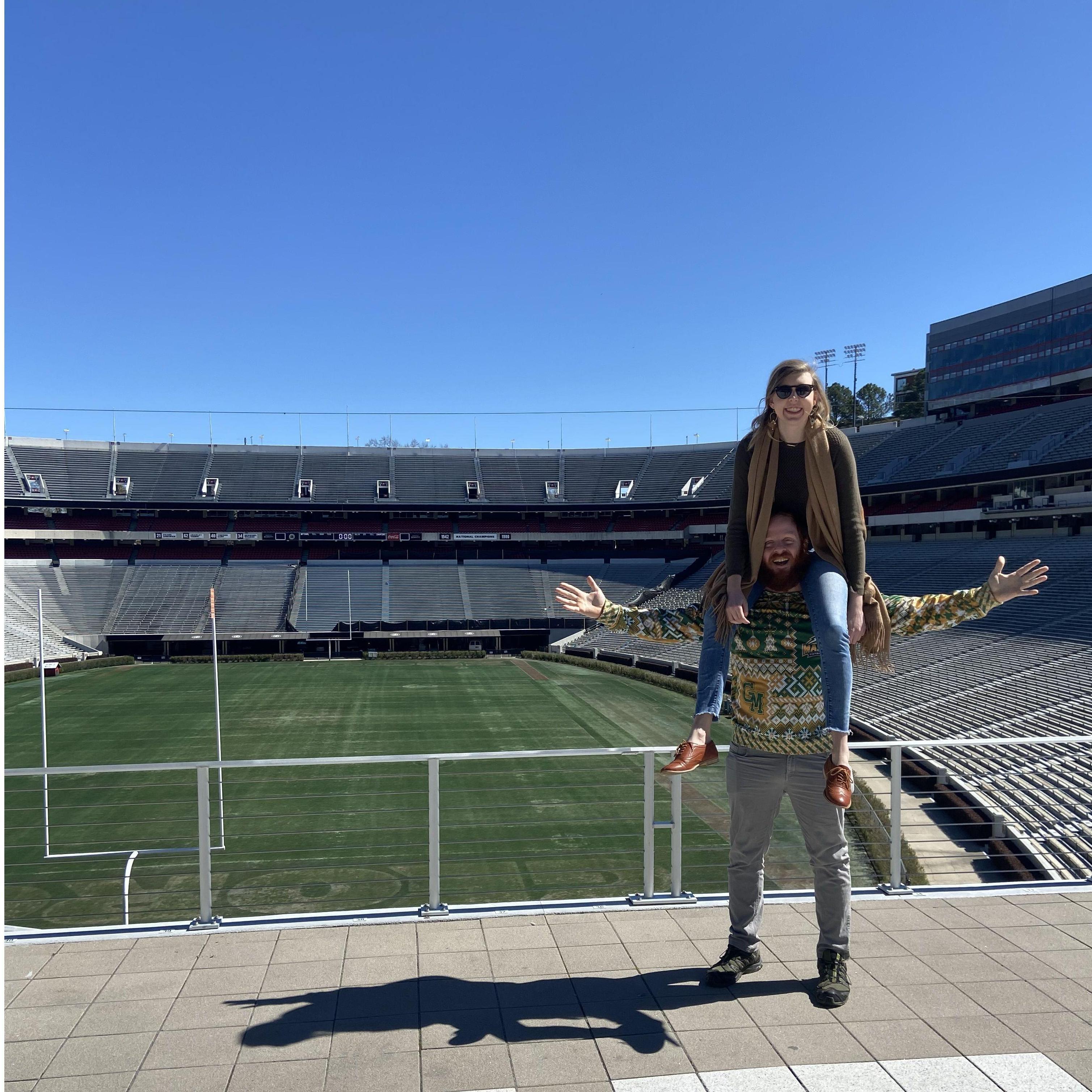 Ryan introducing Amanda to Sanford Stadium, home of the Georgia Dawgs.