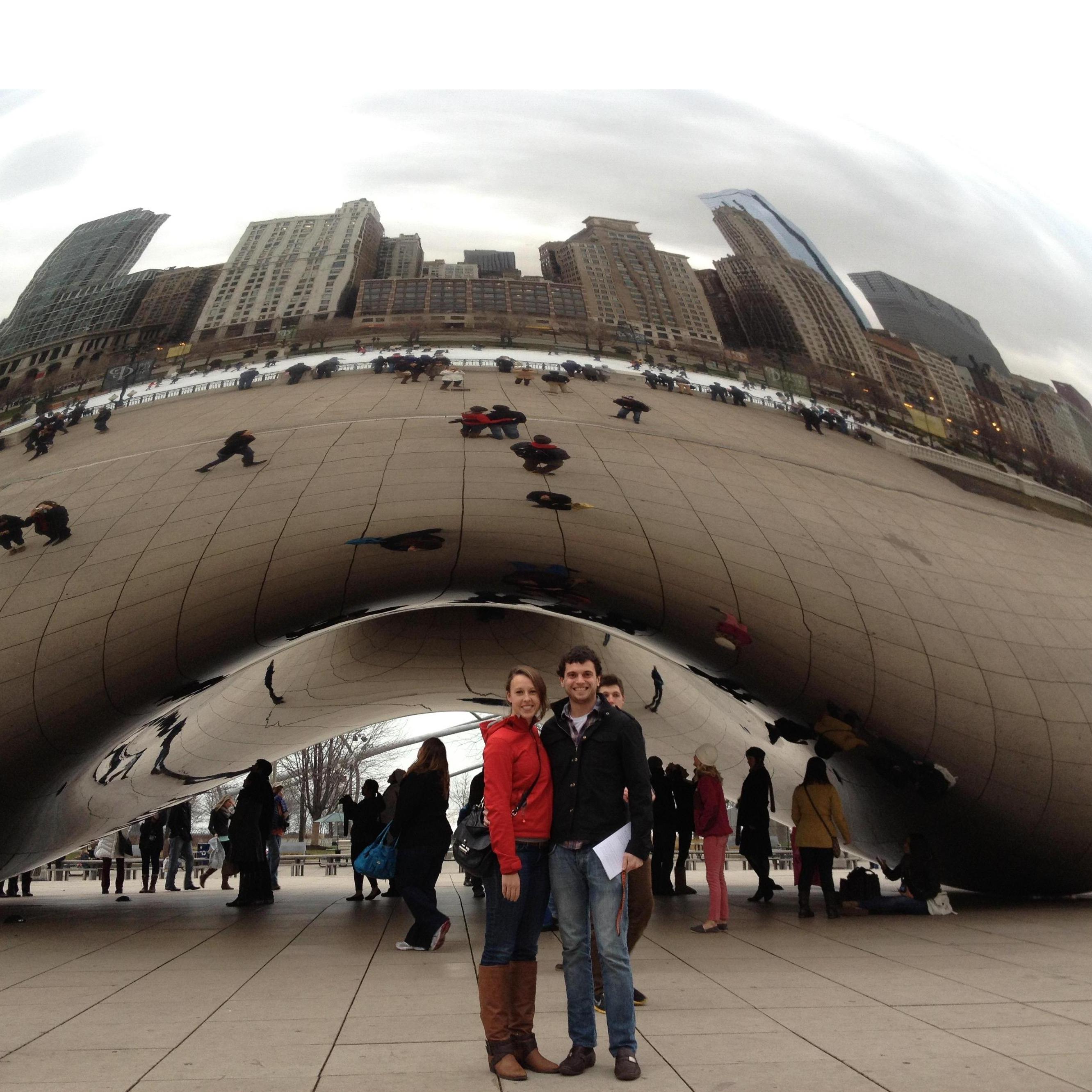 The first picture we ever took together! At the Bean in Chicago.