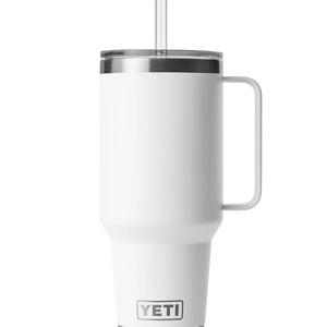 Amazon YETI Rambler 42 oz Tumbler with Handle and Straw Lid, Travel Mug Water Tumbler, Vacuum Insulated Cup with Handle, Stainless Steel, White