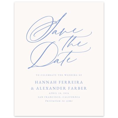 Dark Pastel Blue Wedding Digital Save the Date - Kiruna Portrait