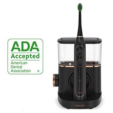 Waterpik Electric Toothbrush & Water Flosser Combo in One – Sonic-Fusion Professional Flossing Toothbrush, SF-02 Black