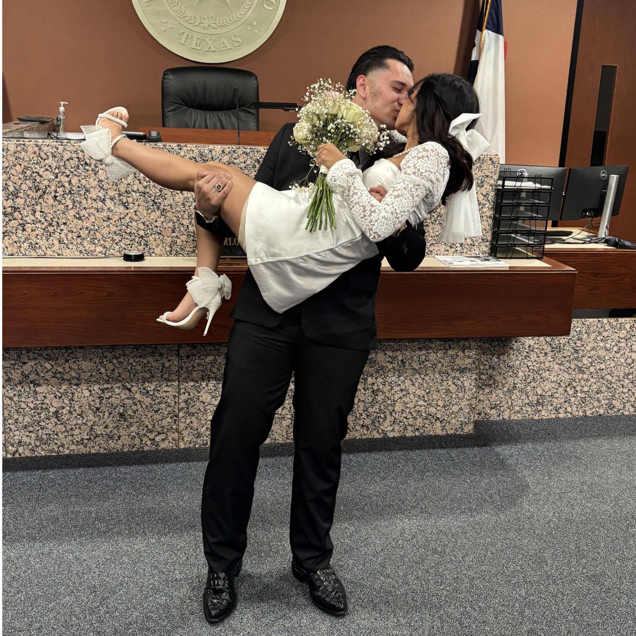 When he married me and the military took him. :(