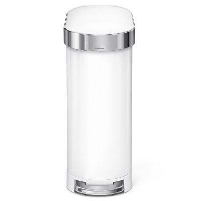 simplehuman 45 ltr Slim Step Trash Can White Steel