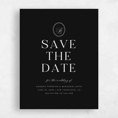 Black Wedding Save the Date - St Anne Type